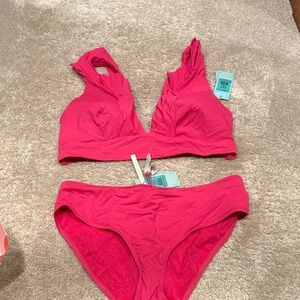 NWT Sea Level Vibrant Pink Bikini Set.  Size 10 top & 12 bottoms